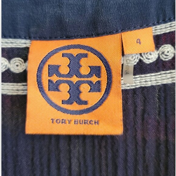Tory Burch Navy White Tunic with Gold Accents Size 4 - Picture 6 of 12